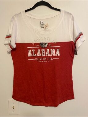 Pro Edge Women's Alabama Two-Tone Tee in White & Crimson